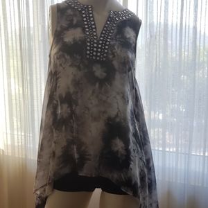 Michael Kors sleeveless lightweight chiffon tie dye tunic top XS